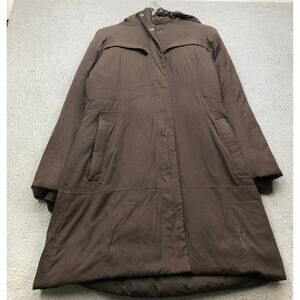 The North Face Goose Down Long Parka Arctic Jacket Hooded Womens Medium Brown